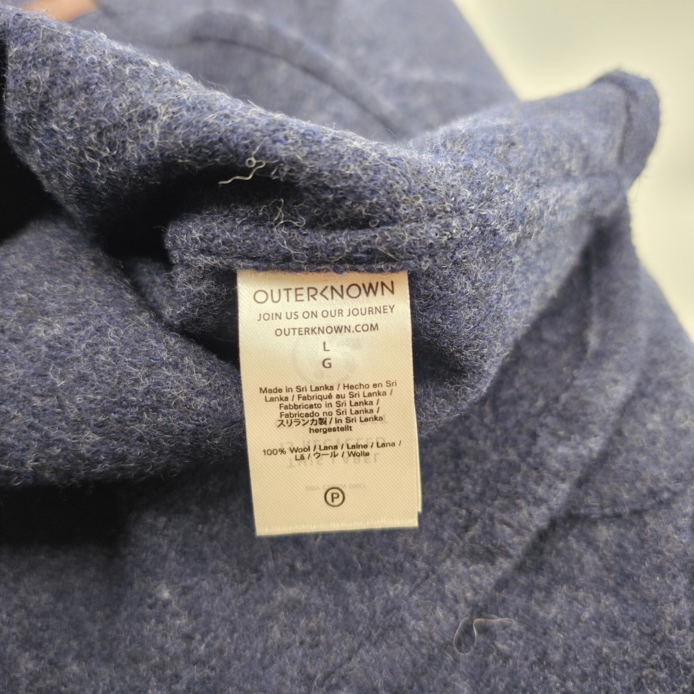 Outerknown Wool Shirt Jacket Mens Large Navy Blue Heavyweight 100% Wool Shacket - Picture 4 of 7